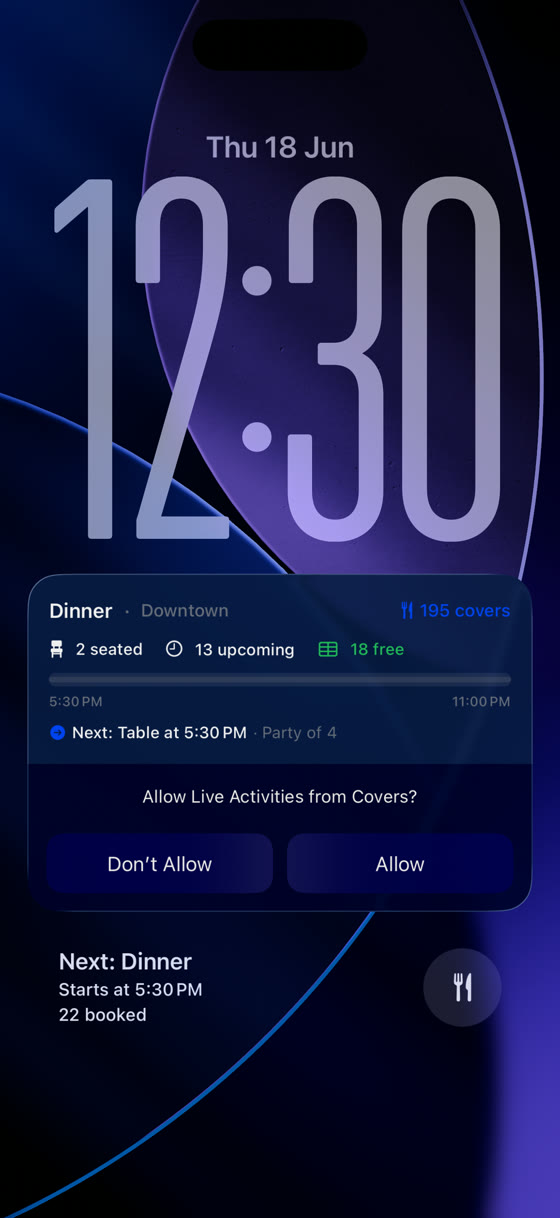 Lock Screen Live Activity for the current service